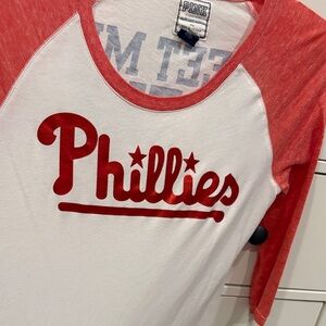 PINK Victoria's Secret Phillies womens 3/4 Sleeve Tee - Red and White